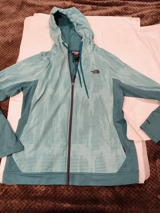 The North Face Jackets & Blazers - The North Face Women's Teal Striped Hooded Zip Jacket